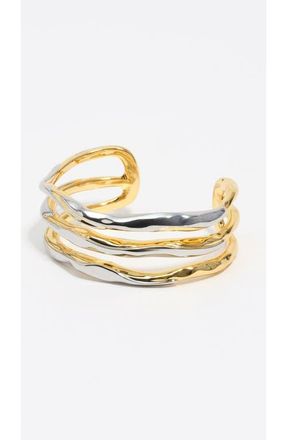 Bimba & Lola Textured Two-Tone Triple Rigid Bracelet in Multigold at Nordstrom