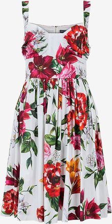 Dolce & Gabbana Tr&auml;gerkleid aus Popeline mit Bl&uuml;tenprint