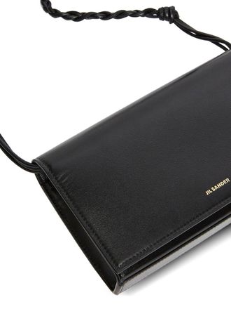 Jil Sander Embossed Logo Leather Crossbody Bag - Black