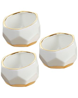 Kate Aspen Set of 3 Small Geometric Ceramic Planters