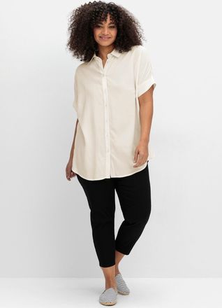 Sheego Hemdbluse SHEEGO, Damen, Gr. 46, beige (champagner), 100% Viskose, unifarben, Blusen Hemdbluse