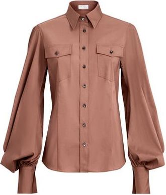 Brunello Cucinelli Stretch poplin shirt with monili in Red at Nordstrom, Size Xx-Small Eu