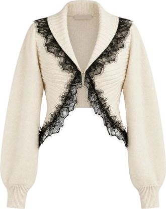 Twinset Korte Open Gebreide Bolero - Dames - Vesten - Beige - XS - Wol - Truien & Vesten