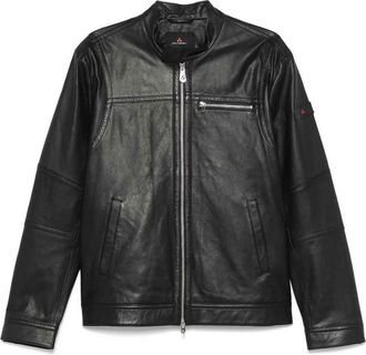 Peuterey Black Leather Jacket With Zipper
