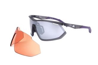 Adidas Sport SP0002 20C Frosted Grey/Smoke Mirror with Orange Clip-On