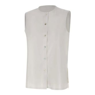 Roberto Ricci Design Shirts, female, White, Size: XL Oxford Sleeveless Shirt