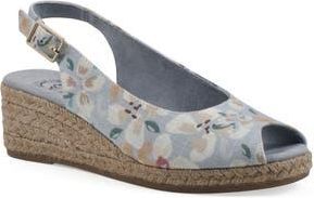 White Mountain Maize Slingback Wedge Sandal in Light Blue Floral Fabric at Nordstrom Rack, Size 8.5