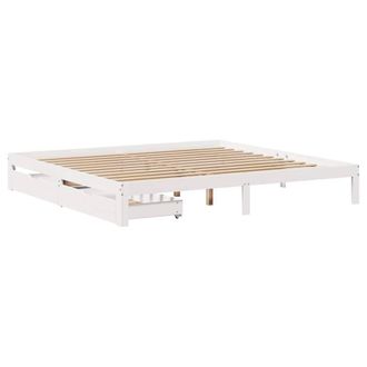 Berkfield Home Restful Bed Frame with Drawers without Mattress White 180x200 cm | Size: Super King