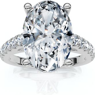 Pompeii3 Certified 2 3/4Ct Oval Accent Diamond Engagement Ring 14k Gold or Platinum Lab G