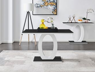 Furniturebox Giovani 120cm 4-Seater Modern Rectangular High Gloss & Glass Dining Table in Black