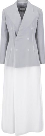 Maison Margiela White Tailored Two-Tone Maxi Dress