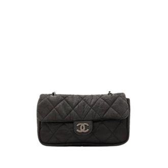 Chanel Pre-owned Shoulder Bags, female, Black, Size: ONE SIZE Pre-owned Timeless Nylon Enduit