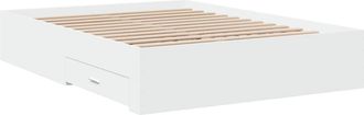 vidaXL Cama Con Cajones Madera De Ingenier&iacute;a Blanco 120x190 Cm Vidaxl