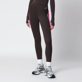 Balenciaga Techwear leggings in khaki/neon pink technical fabric