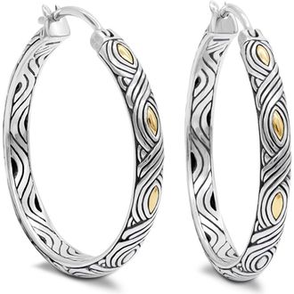 Devata 35mm Woven Hoop Earrings in Sterling Silver and 18K Gold at Nordstrom