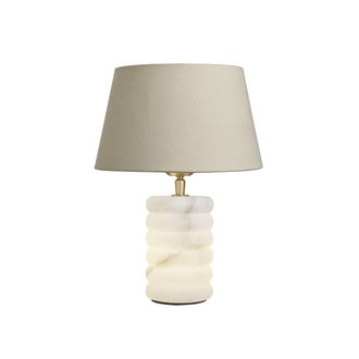 Industville Alabaster Stone Dual Lit Table Lamp in Natural | Size: Small