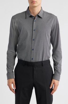 BOSS Roan Kent Slim Fit Button-Up Shirt in Dark Blue at Nordstrom Rack, Size Small