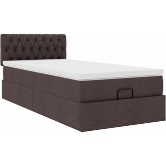 vidaXL Estructura Cama Otomana Colch&oacute;n Tela Marr&oacute;n Oscuro 90x190 Cm Vidaxl