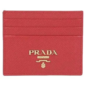 Prada Pre-owned Wallets, female, Red, Size: ONE SIZE Pre-owned Triangle Logo Card Holder