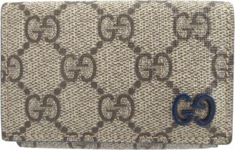 Gucci Beige Blue Gg Supreme Leather Wallet (Tri-Fold) (Pre-Owned)