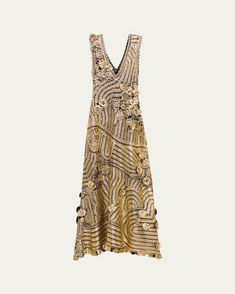 Ulla Johnson Evelyn Metallic Crochet Dress