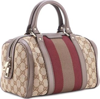 Gucci Vintage Web Boston Bag GG Canvas Small satchel - Bruin