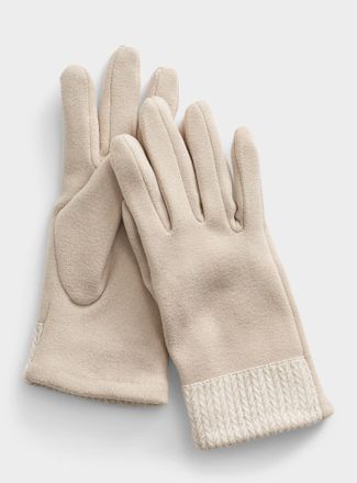 Simons Womens Knit-cuff felted gloves