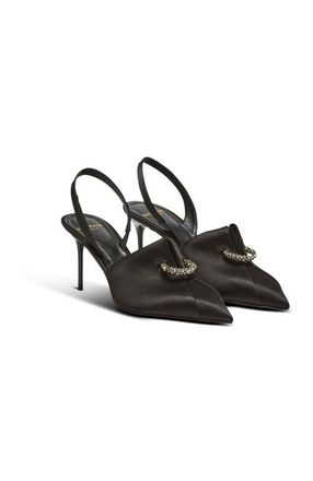 Balmain Satin slingbacks with piercing in Black at Nordstrom, Size 41