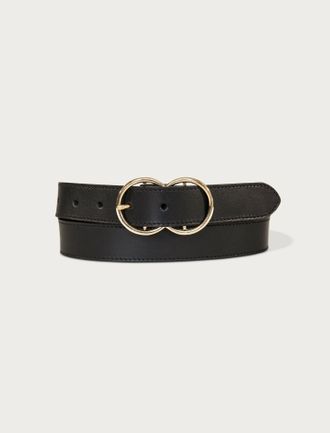 Lucky Brand Leather Belt With Double Ring Buckle