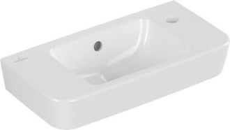 Villeroy & Boch O.novo - Lavamanos Compact, 50x25 Cm, Con Rebosadero, 1 Orificio Para El Grifo A La Derecha, Ceramicplus, Blanco Alpino 4342r5r1