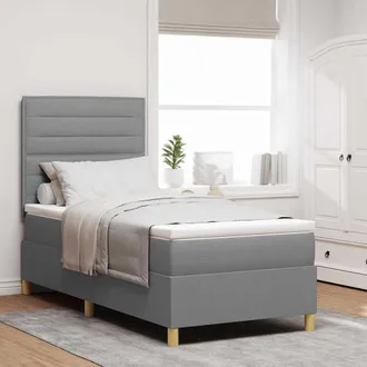 vidaXL Vidaxl - Letto A Molle Con Materasso Grigio Chiaro 80 X 200 Cm Tessuto
