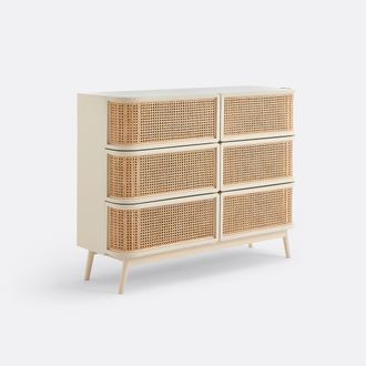 La Redoute Interieurs Commode, 6 lades, met rotanriet, LAORA