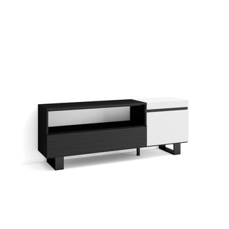 Skraut Home Skraut Home - Mueble Tv, Televisi&oacute;n, Muebles De Sal&oacute;n, Almacenaje, 150x57x35cm, Para Tv Hasta 65, Dise&ntilde;o Industrial, Estilo Moderno, Blanco Y Negro