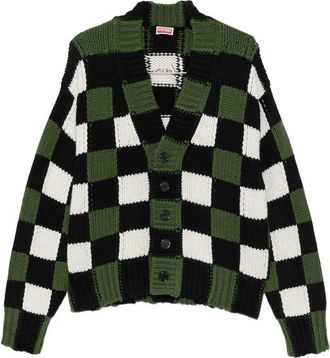 Kenzo Checkered Intarsia-knit Cardigan