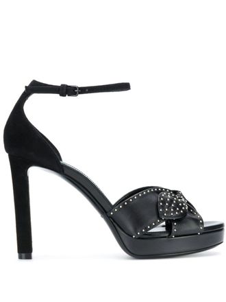 Saint Laurent studded bow leather sandals - Black