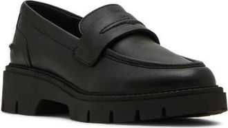 Blondo Kisha Waterproof Penny Loafer in Black Leather at Nordstrom, Size 5.5