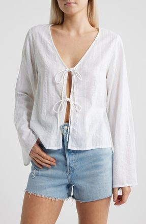 Rip Curl Haze Tie Front Top in White at Nordstrom, Size X-Small