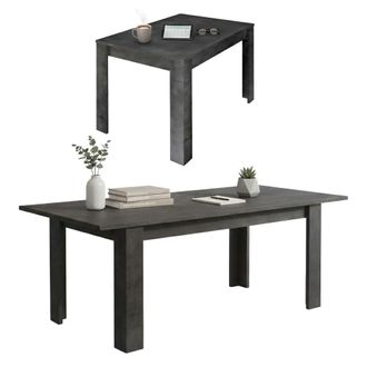 Dmora Dmora - Mesa De Comedor Extensible, Color Gris Cemento, Medidas 137 X 79 X 90 Cm (hasta 185 Cm Con La Extensi&oacute;n), Con Embalaje Reforzado