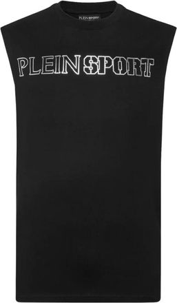 Plein Sport Mouwloos T-shirt Ronde Hals - Heren - Sportshirts - Zwart - XL - Katoen - Fitness