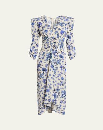 Isabel Marant Albini Long Printed Stretch Silk Dress