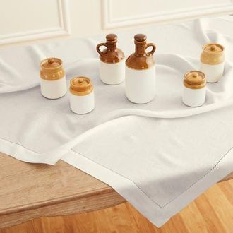Solino Home Linen Table Throw - Classic Hemstitch, 52 x 52 Inch, 52 x 52 Inch in Ivory at Nordstrom, Size Medium