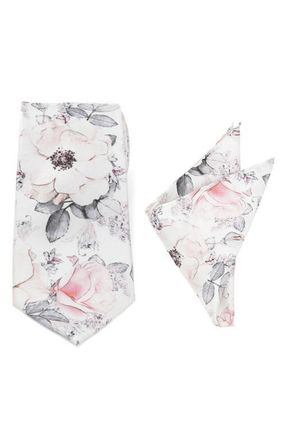 Cufflinks Inc. Floral Silk Tie & Pocket Square in Gray at Nordstrom