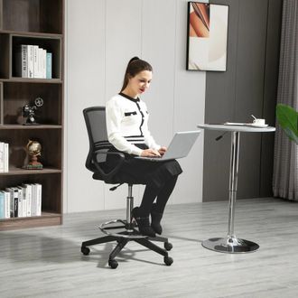 STILVORA Stilvora Sedia Da Ufficio Ergonomica Regolabile Girevole A 360&deg; Con Poggiapiedi, In Plastica, Nero
