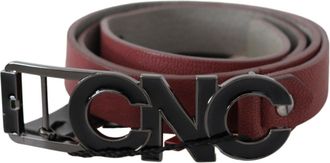 Costume National Womens Leather Logo Belt Red