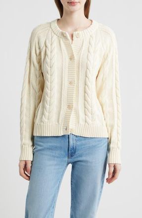 Pendleton Cable Knit Cotton Cardigan in Ecru at Nordstrom, Size X-Large