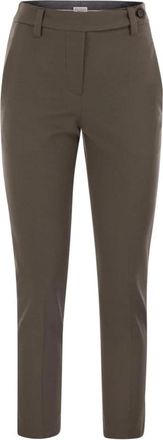Brunello Cucinelli Cropped Tailored Broeken - Dames - Vrijetijds broeken - Bruin - XS - Katoen - Broeken