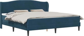 vidaXL Estructura De Cama Con Cabecera Azul 180 X 200 Cm Terciopelo Vidaxl