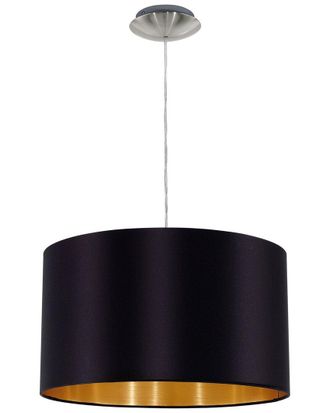 Eglo Eglo Maserlo 1 Light Pendant With Satin Nickel Finish & Black & Gold Shade