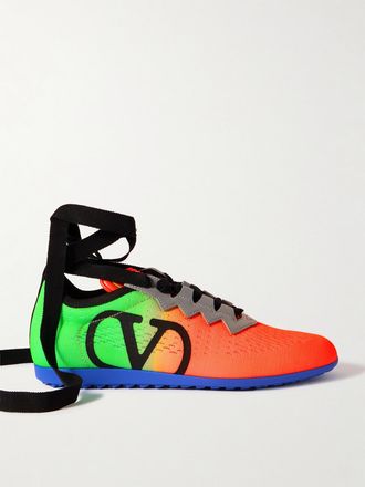 Valentino Garavani Sneakers In Pelle Traforata Con Stampa Chromathon - Multicolore
