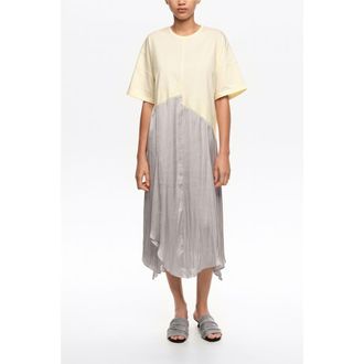 Bimba & Lola Two-Material Asymmetric Dress in Light Grey at Nordstrom, Size Xx-Small Eu
